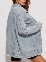 Distressed denim jacket