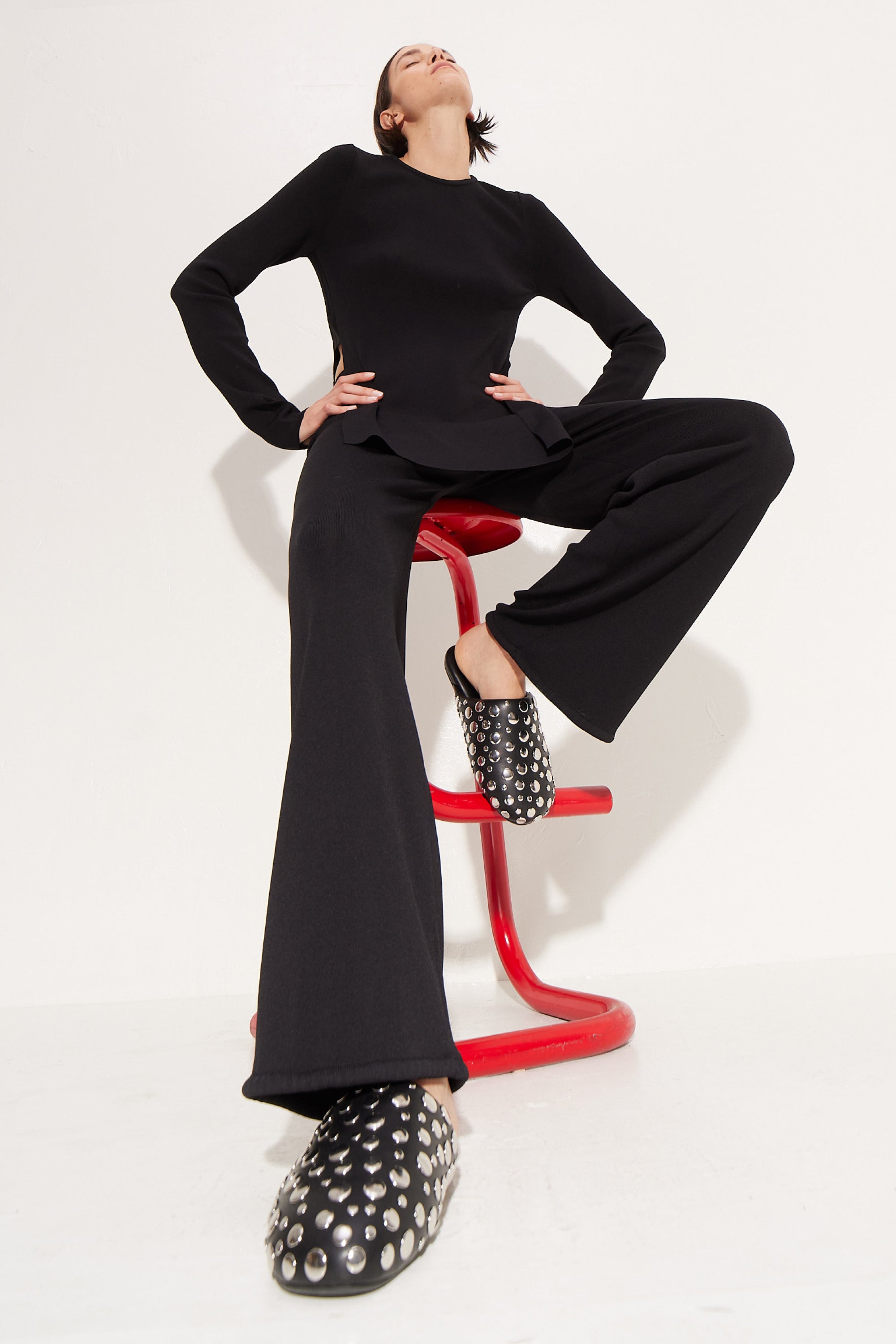 Studded Bubble Slipper In Black/Silver